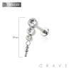 MULTI BEZEL CZ CASCADE DANGLE BEAD TOP THREADLESS (PUSH IN) IMPLANT GRADE TITANIUM LABRET SET